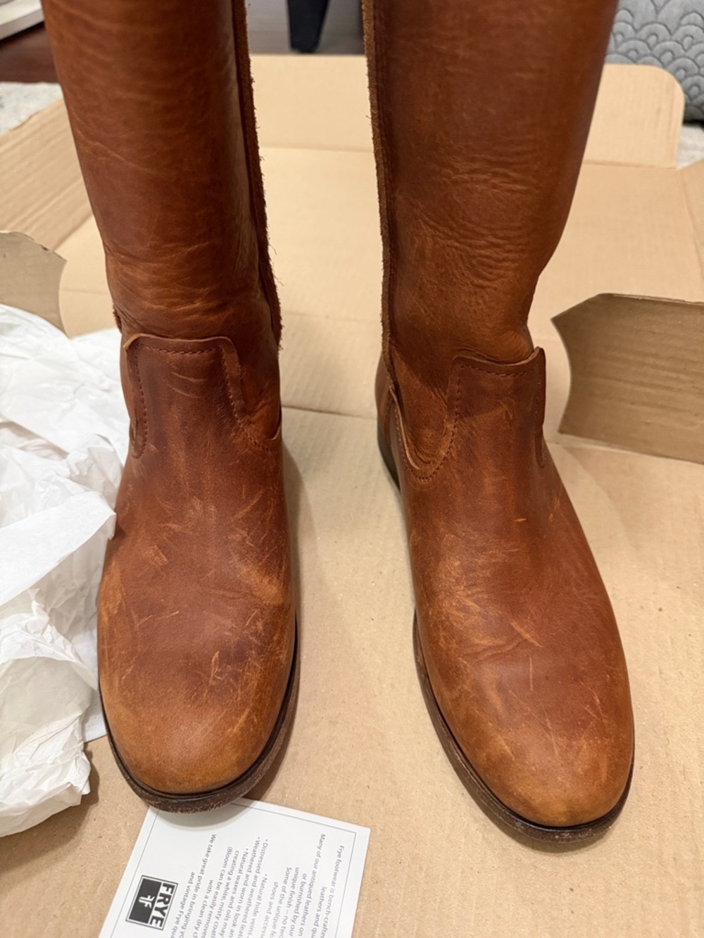 Tall Leather Riding Boots in Cognac Brown - Picture 11 of 13